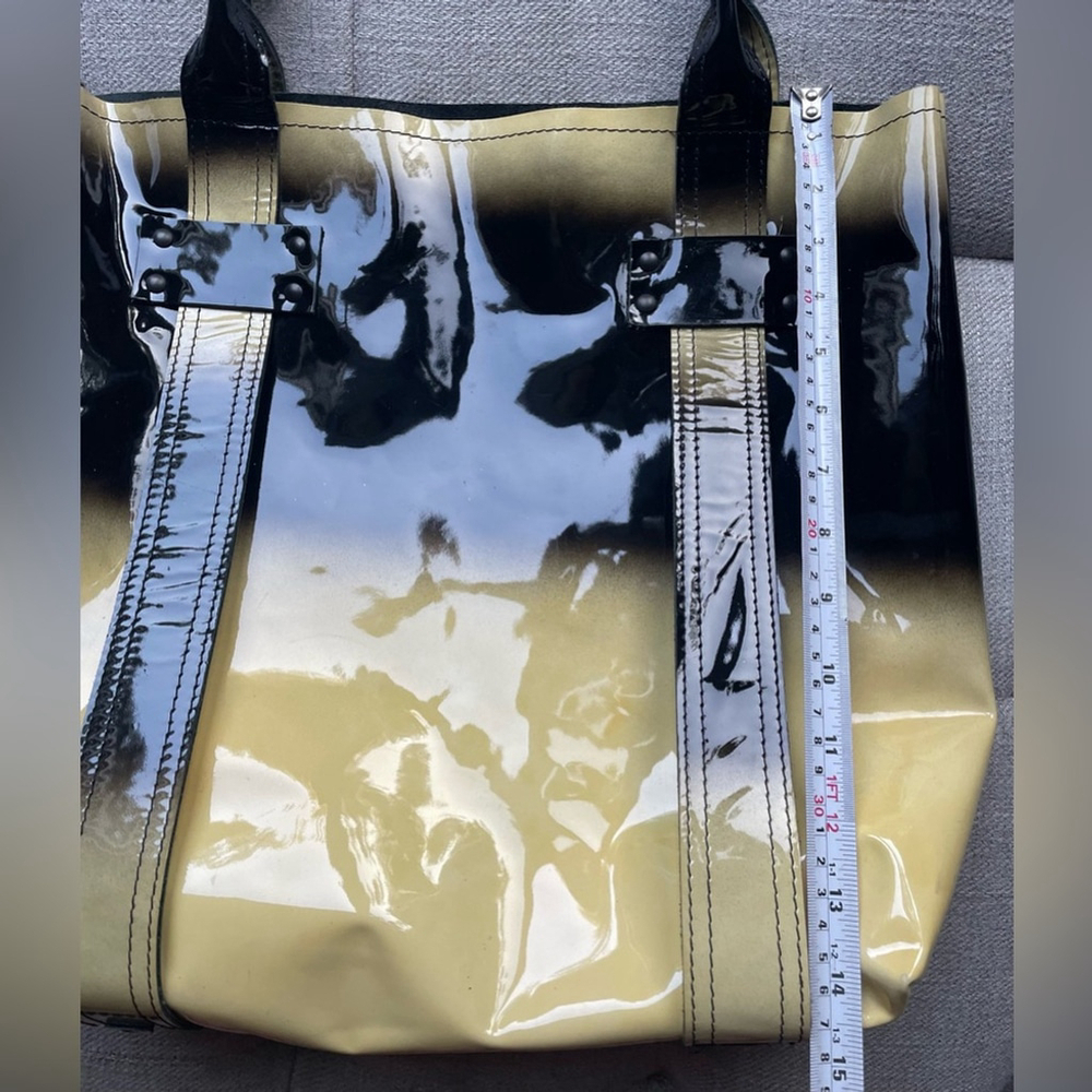stephane verdino Black and Gold Tote Bag big handbag gloss - Picture 7 of 12